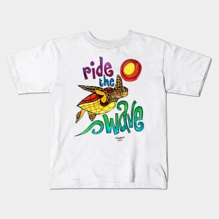 Ride the Wave: Whimsical Sea Turtle Watercolor Illustration Kids T-Shirt